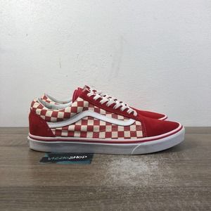 Vans Old Skool Checkered Low Top Red White Skate Sneakers Men's 13 508182